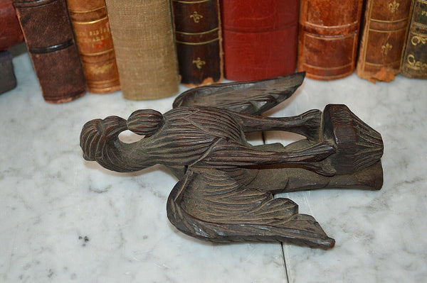 Antique Carved Wood Winged Phoenix Bird