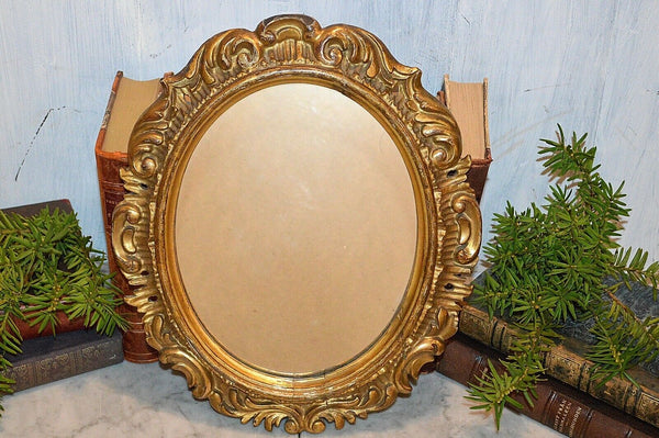 Antique French Paris Oval Mirror Gilt Florentine Wood Wall Mount A. Jousseaume