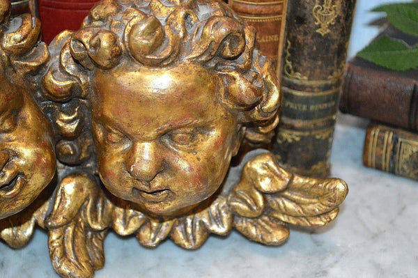 Antique German Italian Gilt Baroque Cherubs Double Twins Carved Gilded Wood