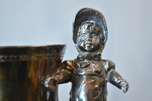 Antique Silver Plated Figural Victorian Girl Toothpick Holder