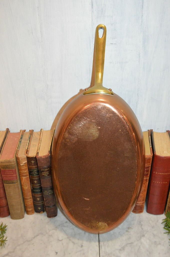 Antique French Copper E. Dehillerin Oval Frying Fish Saute Pan Stamped Paris
