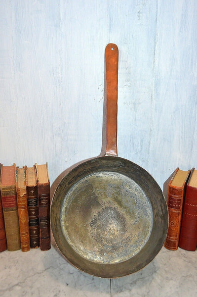 Antique French Copper Tin Large 11" Stock Sauce Pot Pan Kitchen Kettle Cookware