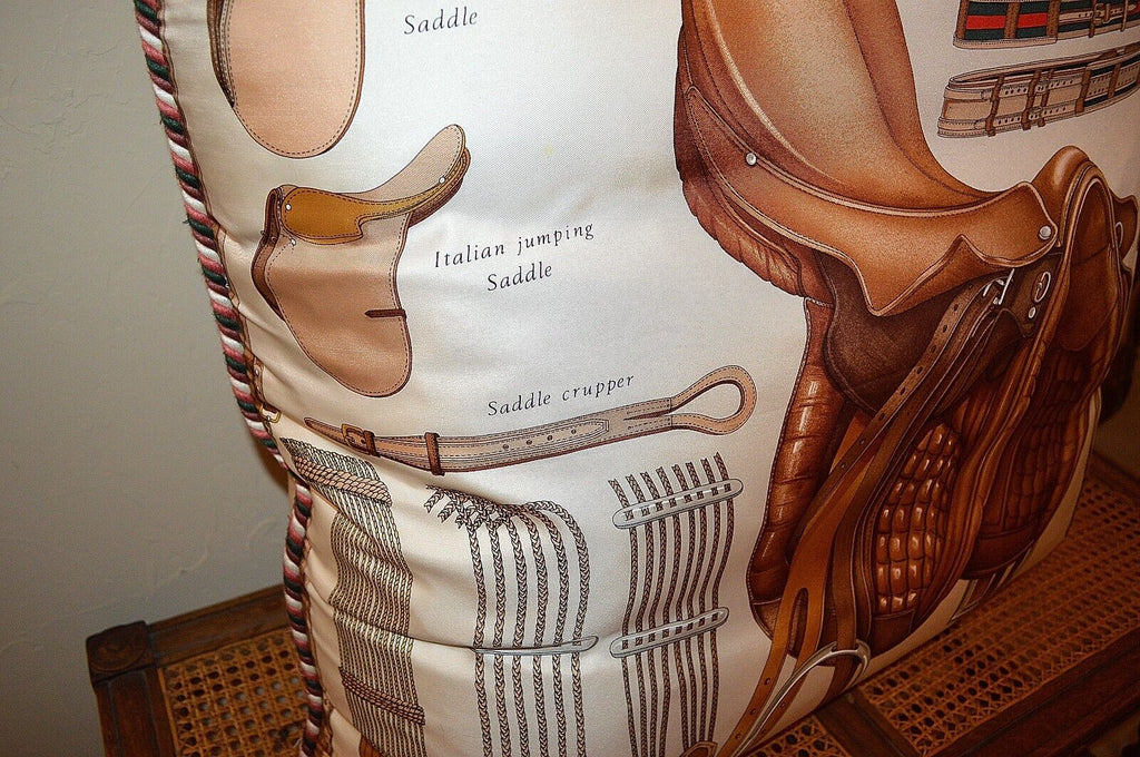 Vintage Gucci Equestrian Large Scarf Decorator Pillow Horse Saddle Equ –  Antique Flea Finds
