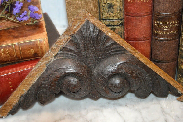 Antique Pair German Black Forest Carved Wood Corner Brackets Architectural Mount