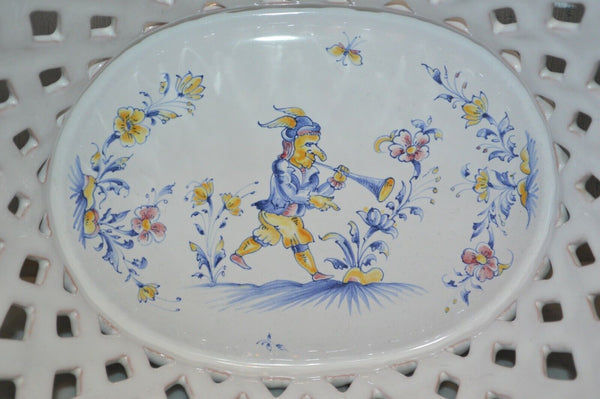 Vintage French Country Faience Bread Basket Atelier de Segries Moustiers Gnomes
