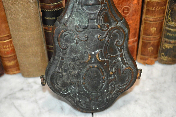 Antique English Sheffield Copper Brass Powder Flask G & JW Hawksley Violin Shape