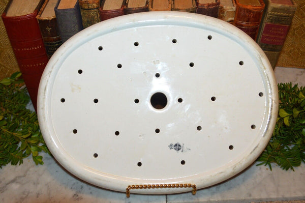 Antique English Ironstone Minton Oval Drainer For Meat Platter Monogram