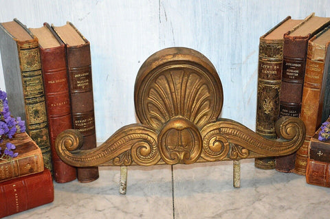 Antique Gilded Plaster Large Pediment Shell Acanthus Scrolls Mirror Furniture