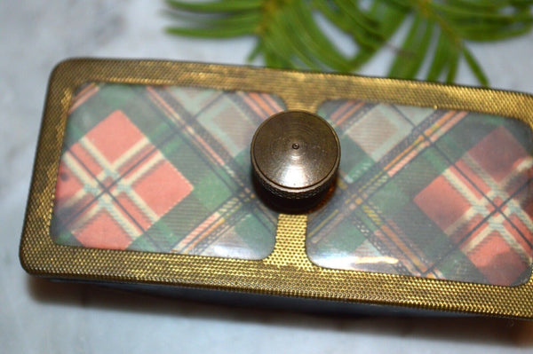 Rare Antique Scottish Tartanware Ink Blotter Tape Measure Tartan Brass Desk