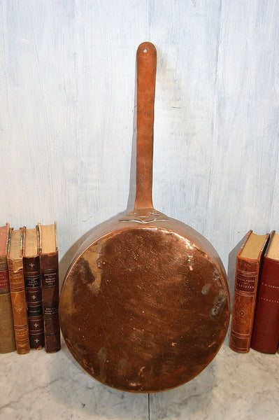 Antique French Copper Tin Large 11" Stock Sauce Pot Pan Kitchen Kettle Cookware