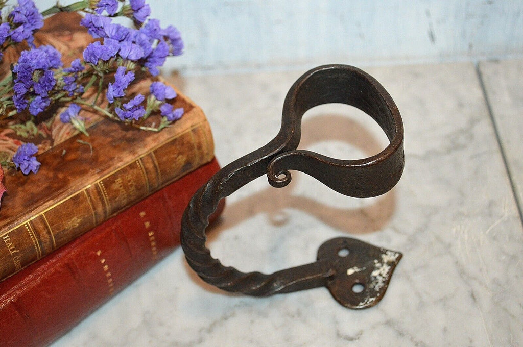 Antique French Hook Forged Cast Iron Twist Coat Hat Bags