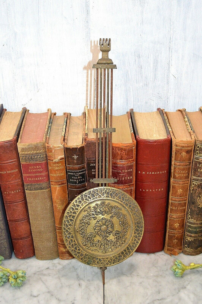 Antique French Brass Clock Pendulum Floral Textured Design
