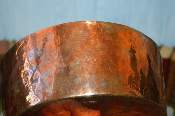 Antique French Copper Tin Large 11" Stock Sauce Pot Pan Kitchen Kettle Cookware