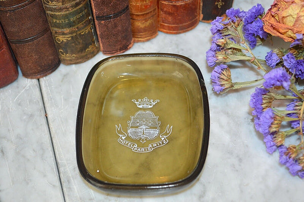 Vintage French Hotel Ritz Paris Opalex Glass Ashtray Trinket Dish Rare