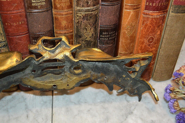 Antique French Pediment Eagle Wings Snake Sickle Napoleonic Gilt Brass Mount