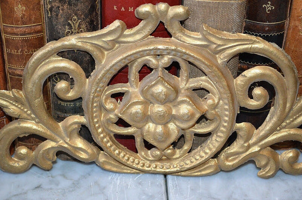 Antique French Gilt Papier Paper Mache Pediment Architectural Element Ornament