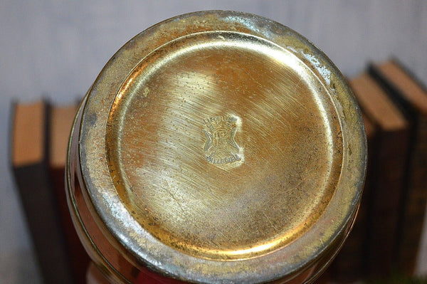Vintage French Lecellier Villedieu Copper Brass Banded Jug Pitcher