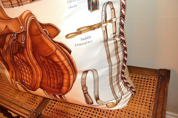Vintage Gucci Equestrian Large Scarf Decorator Pillow Horse Saddle Equestrian