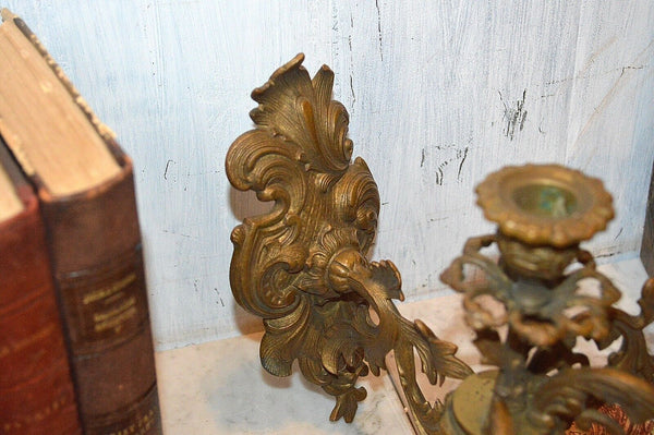 Antique French Bronze Wall Sconce Rococo Bronze