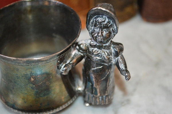 Antique Silver Plated Figural Victorian Girl Toothpick Holder