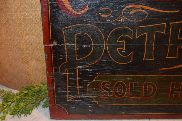 Rare Antique English Carless Petrol Sold Here Hand Painted Wood Petroleum Sign