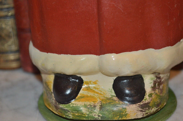 Vintage Red German Santa Claus Paper Mache Candy Container