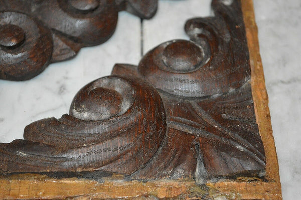 Antique Pair German Black Forest Carved Wood Corner Brackets Architectural Mount