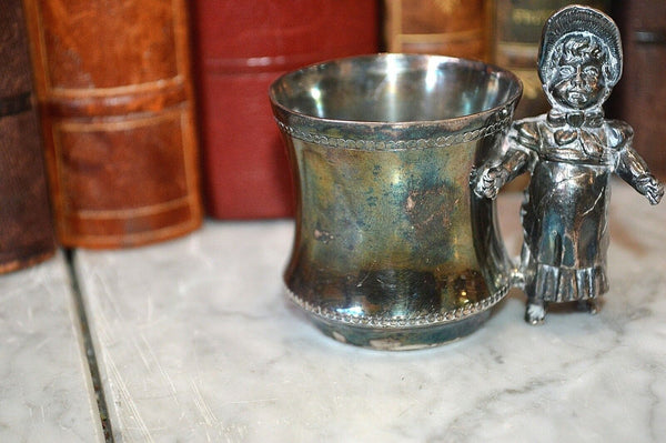 Antique Silver Plated Figural Victorian Girl Toothpick Holder