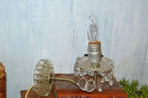Vintage Beaded Glass Wall Sconce Light Fixture with Chandelier Crystals
