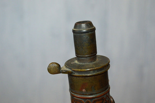 Antique English Sheffield Copper Brass Powder Flask G & JW Hawksley Violin Shape