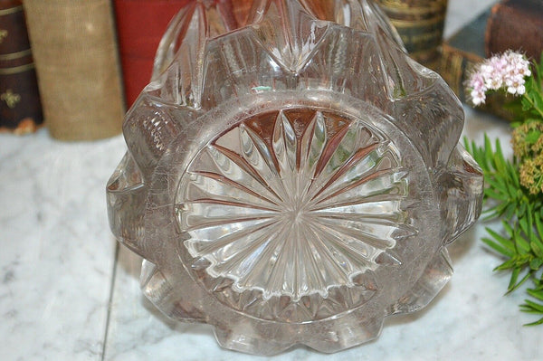 Antique Art Nouveau Tobacco Jar Figural Pipe On Lid Cut Glass Apollo Silver Co