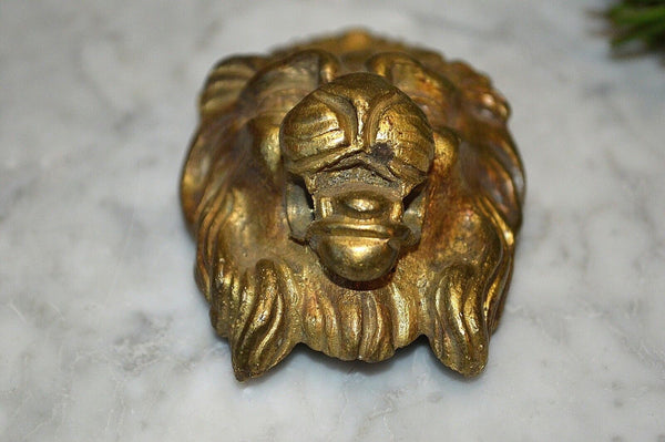 Antique French Bronze Gilt Ormolu Lion Head Mount