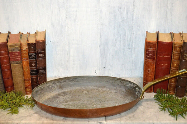 Antique French Copper E. Dehillerin Oval Frying Fish Saute Pan Stamped Paris