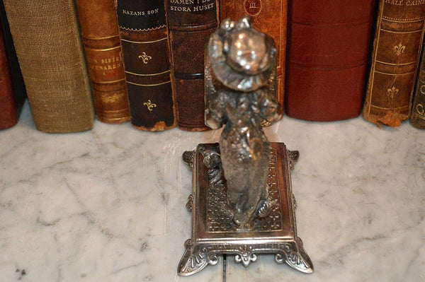 Antique Figural James Tufts Girl Dog Silverplate Napkin Ring Kate Greenaway 3306