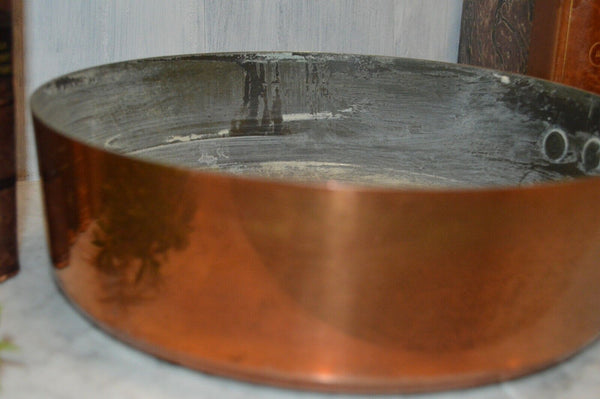 Antique French Copper E. Dehillerin Large Sauce Pot Pan Stamped 9 3/4"