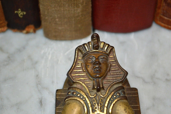 Antique Judd Co Paper Card Clip Holder Figural Egyptian Shriner Desk Accessory