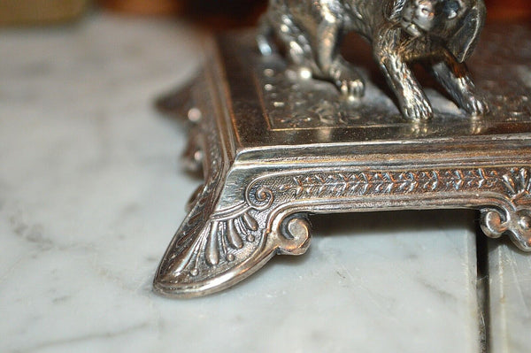 Antique Figural James Tufts Girl Dog Silverplate Napkin Ring Kate Greenaway 3306