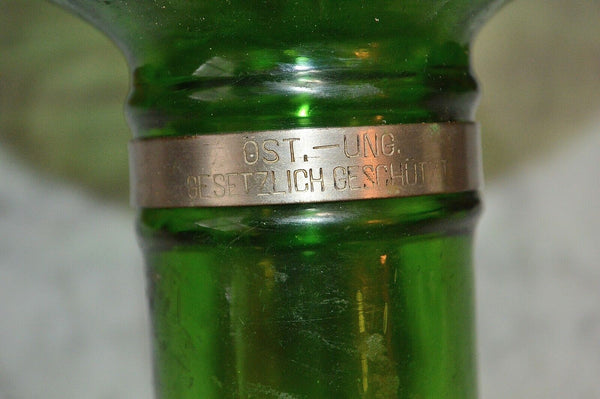 Vintage German Green Glass Jug Decanter Bottle Figural Female Handle