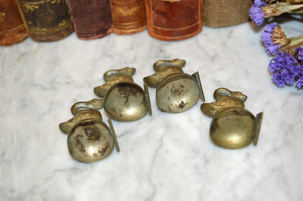 Vintage Set of 4 Italian Brass Swans Place Card Holders Table Decor