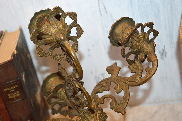 Antique French Bronze Wall Sconce Rococo Bronze