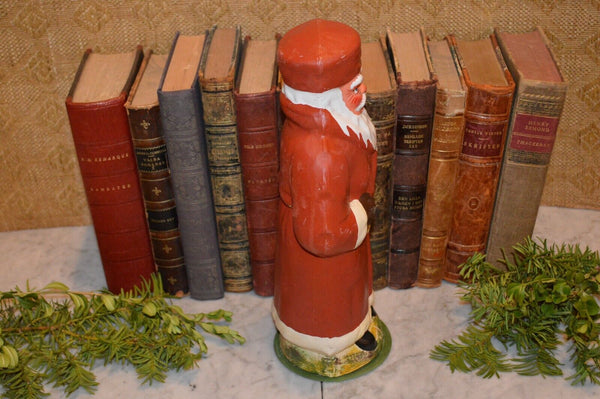 Vintage Red German Santa Claus Paper Mache Candy Container