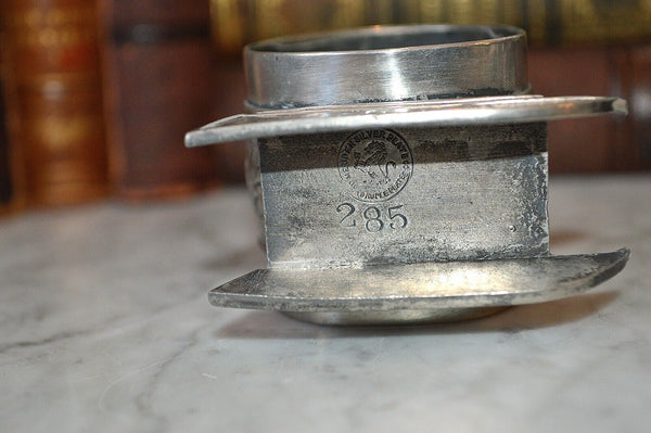 Antique Meriden Silver Plate Co. Sled Napkin Ring Dog # 285