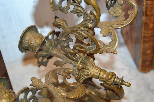 Antique French Bronze Wall Sconce Rococo Bronze