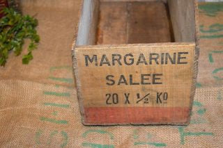 Antique French Margarine Butter Box Wood Crate Advertising Kitchen Display