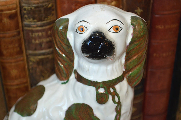 Vintage Staffordshire English 8" Dog Copper Lustre Brown Spaniel
