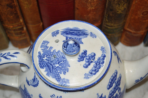 Antique English Blue Willow Transferware Teapot Gibson & Sons Burslem