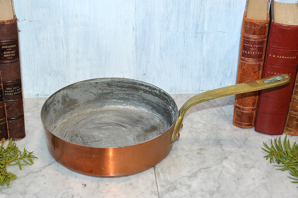 Dehillerin French Copper Sauce Saute Pan Brass Handle Paris Mark 8"