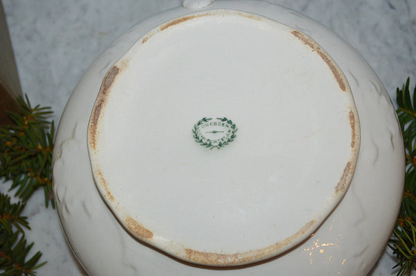 Antique White Chamber Pot Semi Porcelain German Dresden Laurel Wreath Mark