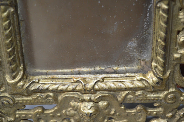 Antique French Standing Mirror Frame Lion Gargoyle Griffins Gilt Bronze Finish