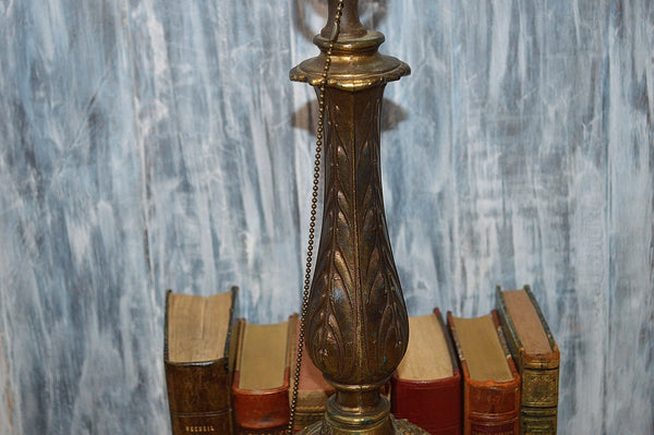 Antique Table Lamp Figural Cherubs Musical Instruments Brass 1907